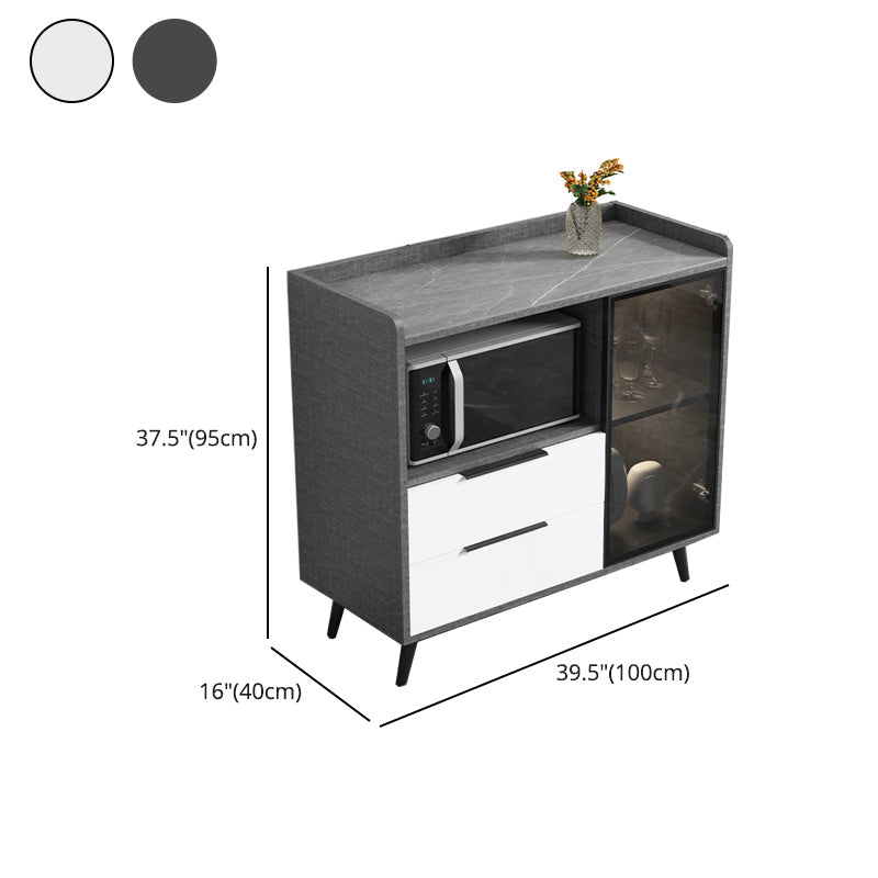 Rettangolo di archiviazione credenza mobile da cucina moderna con cassetti e porte senza lampada