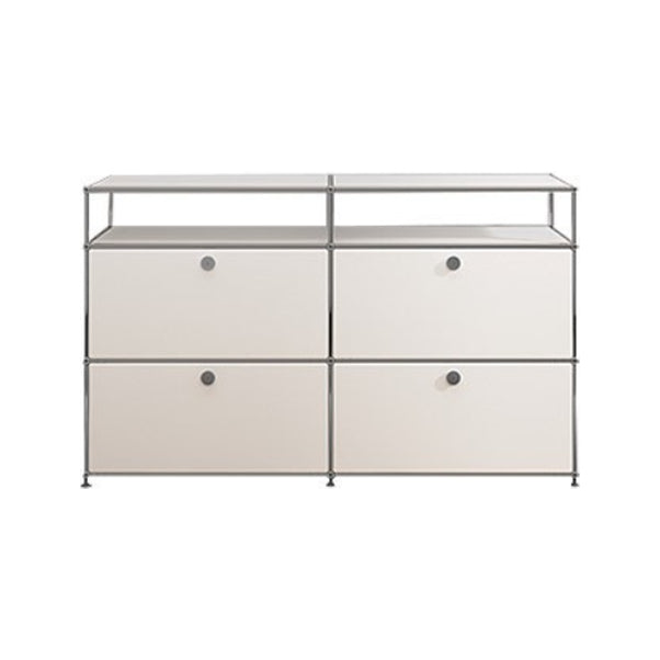 Stainless Steel Sideboard Contemporary Style Storage Dining Sideboard 60"L x 16"W x 36"H White Clearhalo 'buffet_sideboard' 'Buffets & Sideboards' 'furn' 'furn_buffet_sideboard' 'Furniture' 'Kitchen & Dining Furniture' 5470813