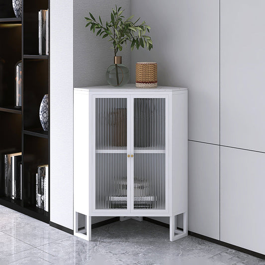 Server moderno di pietra e metallo buffet da 35,5 "Her server di pranzo con porte in vetro H