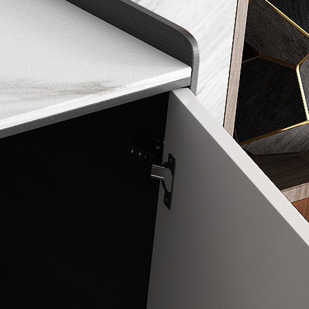 Stone moderno 33,4 "H buffet a buffet a 3 cassetti a 3 cassetto server buffet con porte di vetro