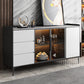 Stone moderno 33,4 "H buffet a buffet a 3 cassetti a 3 cassetto server buffet con porte di vetro
