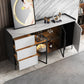 Stone moderno 33,4 "H buffet a buffet a 3 cassetti a 3 cassetto server buffet con porte di vetro