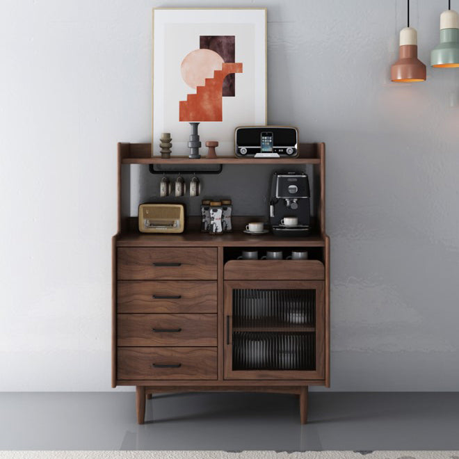 Modern Style Buffet Server 51-inch Height Pine Frame Kitchen Server Walnut Clearhalo 'buffet_sideboard' 'Buffets & Sideboards' 'furn' 'furn_buffet_sideboard' 'Furniture' 'Kitchen & Dining Furniture' 5471233