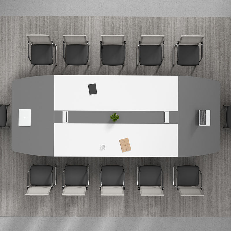 Industrial Curved Writing Desk Cable Management Office Desk with Parsons Base Clearhalo 'furn' 'furn_office_desk' 'Furniture' 'Office Desks' 'Office Furniture' 'office_desk' 5471298