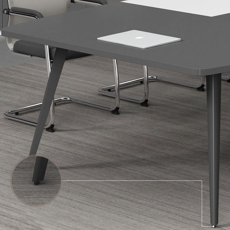 Industrial Curved Writing Desk Cable Management Office Desk with Parsons Base Clearhalo 'furn' 'furn_office_desk' 'Furniture' 'Office Desks' 'Office Furniture' 'office_desk' 5471302