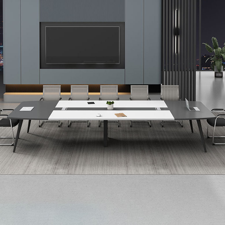 Industrial Curved Writing Desk Cable Management Office Desk with Parsons Base Clearhalo 'furn' 'furn_office_desk' 'Furniture' 'Office Desks' 'Office Furniture' 'office_desk' 5471304