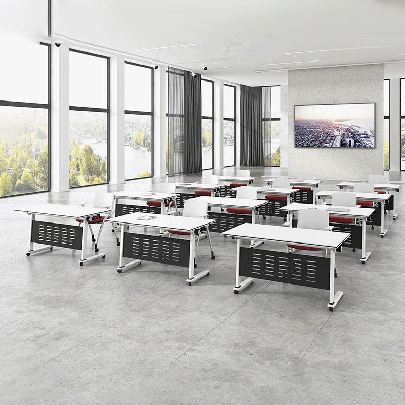 Contemporary Manufactured Wood Office Desk Rectangular Desk with Wheels Clearhalo 'furn' 'furn_office_desk' 'Furniture' 'Office Desks' 'Office Furniture' 'office_desk' 5471347