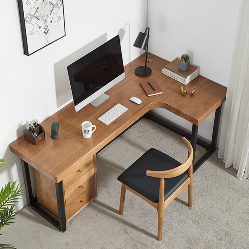 Solid Wood Writing Desk Industrial Style L-Shape Office Desk for Home Office Clearhalo 'furn' 'furn_office_desk' 'Furniture' 'Office Desks' 'Office Furniture' 'office_desk' 5471473