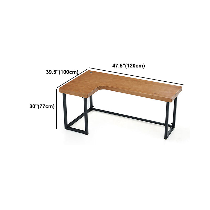 Solid Wood Writing Desk Industrial Style L-Shape Office Desk for Home Office Clearhalo 'furn' 'furn_office_desk' 'Furniture' 'Office Desks' 'Office Furniture' 'office_desk' 5471490