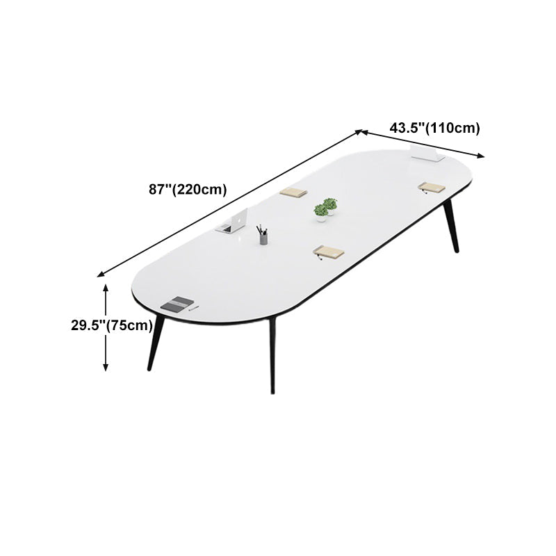 Desa di scrittura ovale per ufficio moderna camera da letto scrivania artificiale in legno artificiale