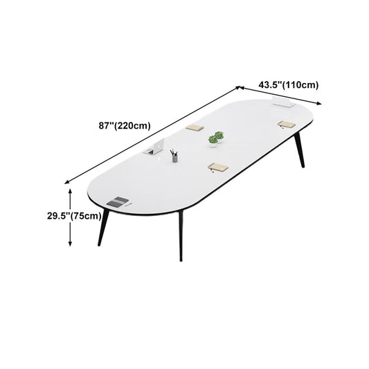 Desa di scrittura ovale per ufficio moderna camera da letto scrivania artificiale in legno artificiale