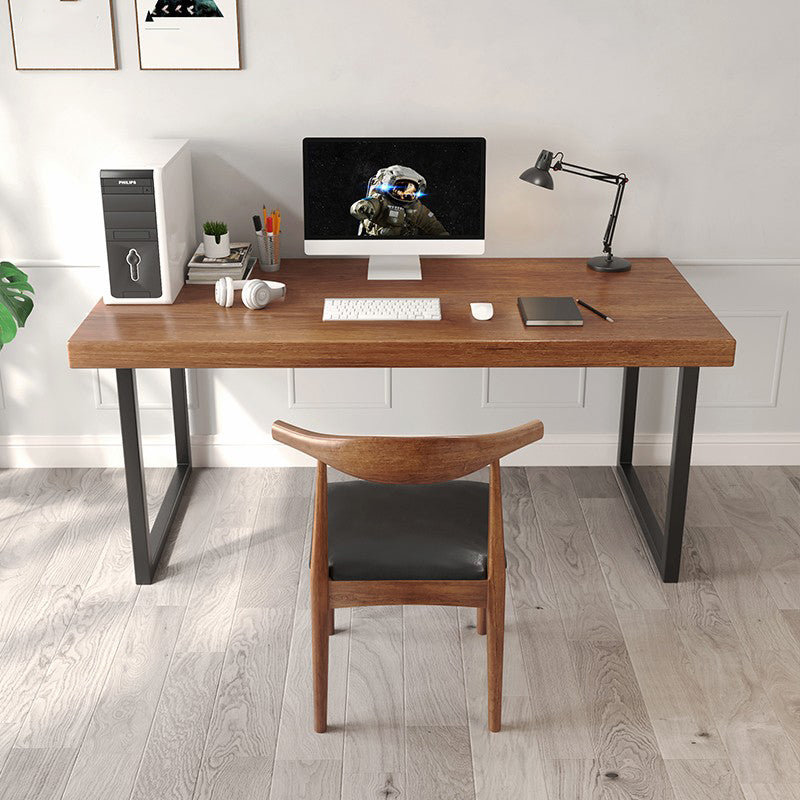 Rectangular Desk Solid Wood Top Black Metal Legs for Bedroom 63"L x 27.6"W x 29.5"H Clearhalo 'furn' 'furn_office_desk' 'Furniture' 'Office Desks' 'Office Furniture' 'office_desk' 5471555