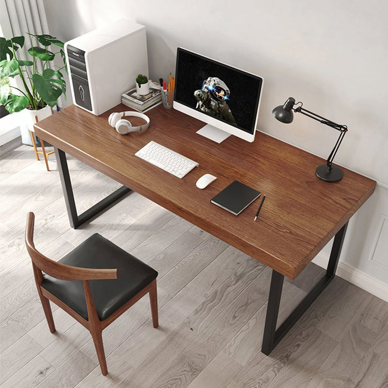 Rectangular Desk Solid Wood Top Black Metal Legs for Bedroom 78.7"L x 31.5"W x 29.5"H Clearhalo 'furn' 'furn_office_desk' 'Furniture' 'Office Desks' 'Office Furniture' 'office_desk' 5471556