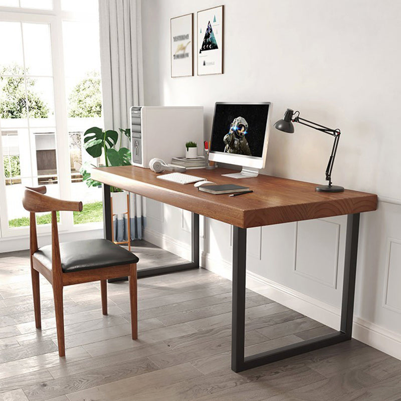 Rectangular Desk Solid Wood Top Black Metal Legs for Bedroom 70.9"L x 31.5"W x 29.5"H Clearhalo 'furn' 'furn_office_desk' 'Furniture' 'Office Desks' 'Office Furniture' 'office_desk' 5471557
