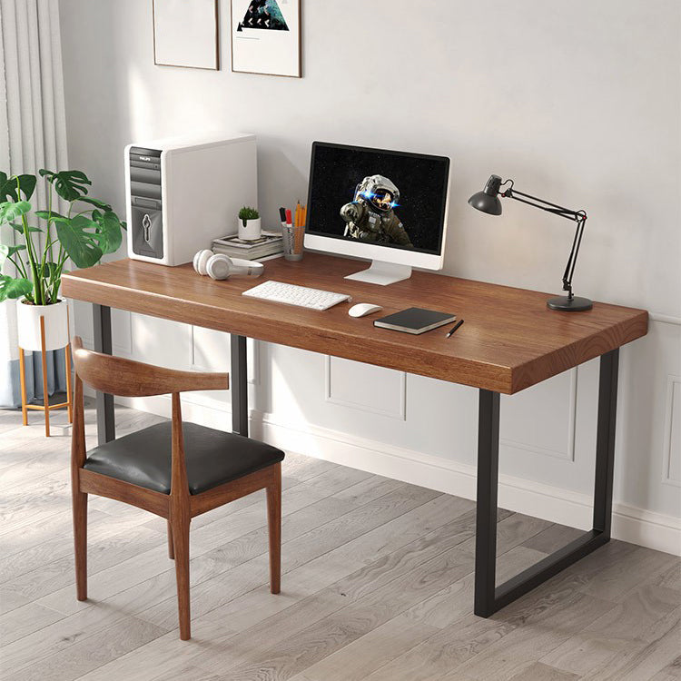 Rectangular Desk Solid Wood Top Black Metal Legs for Bedroom 86.6"L x 35.4"W x 29.5"H Clearhalo 'furn' 'furn_office_desk' 'Furniture' 'Office Desks' 'Office Furniture' 'office_desk' 5471564