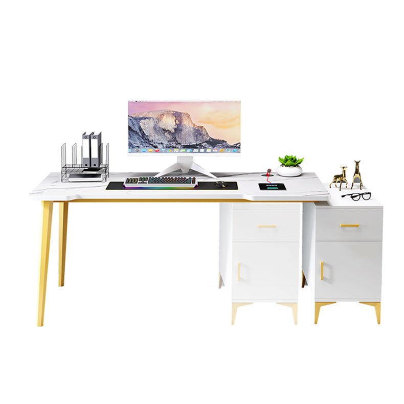 Contemporary Office Desk Home Writing Desk with Drawer and Cabinet Clearhalo 'furn' 'furn_office_desk' 'Furniture' 'Office Desks' 'Office Furniture' 'office_desk' 5471599