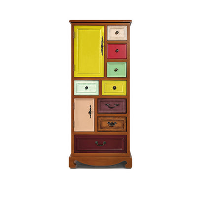 Wooden Storage Chest Dresser Retro Style Bedroom Storage Chest with Drawers 24"L x 14"W x 56"H Wood