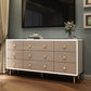 Commode double en bois pour chambre à coucher, commode de rangement blanche et grise avec tiroirs