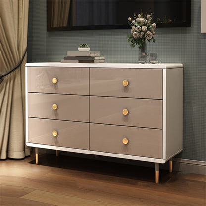 Commode double en bois pour chambre à coucher, commode de rangement blanche et grise avec tiroirs