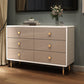 Commode double en bois pour chambre à coucher, commode de rangement blanche et grise avec tiroirs