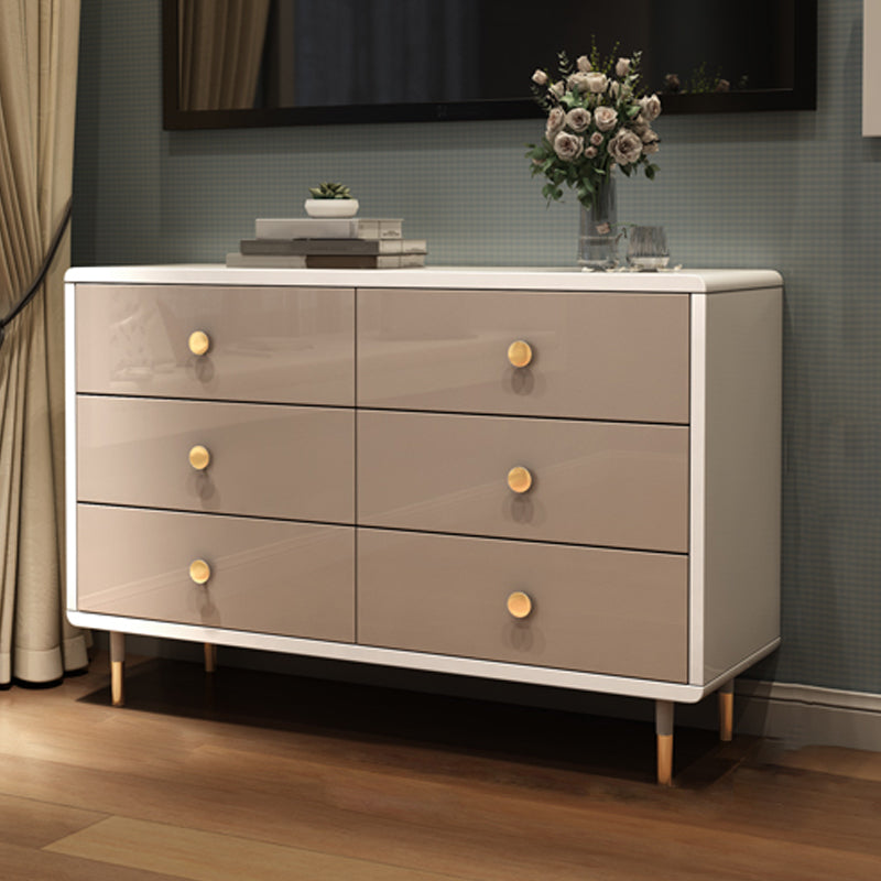 Commode double en bois pour chambre à coucher, commode de rangement blanche et grise avec tiroirs