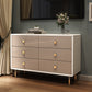 Commode double en bois pour chambre à coucher, commode de rangement blanche et grise avec tiroirs