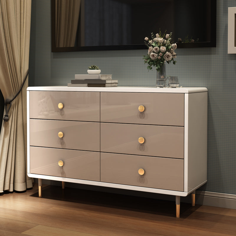 Commode double en bois pour chambre à coucher, commode de rangement blanche et grise avec tiroirs