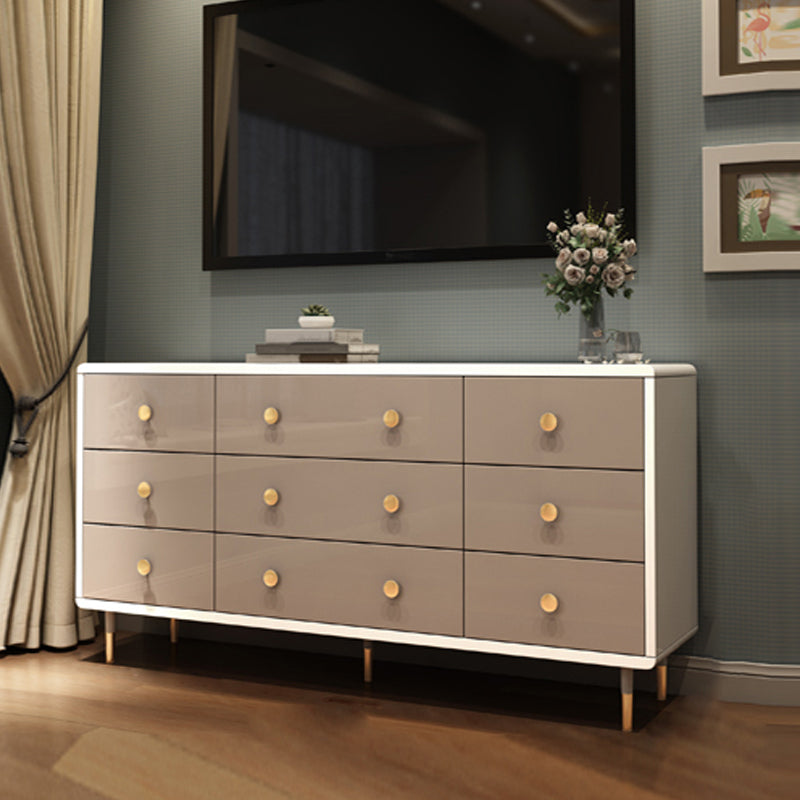 Commode double en bois pour chambre à coucher, commode de rangement blanche et grise avec tiroirs