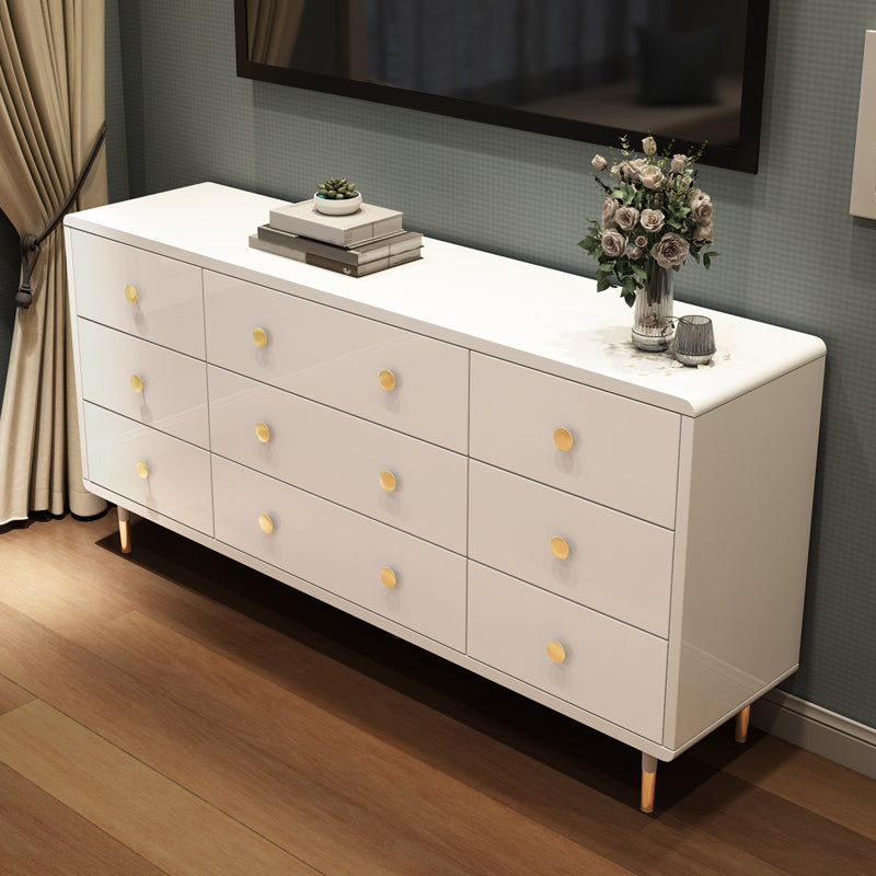 Commode double en bois pour chambre à coucher, commode de rangement blanche et grise avec tiroirs