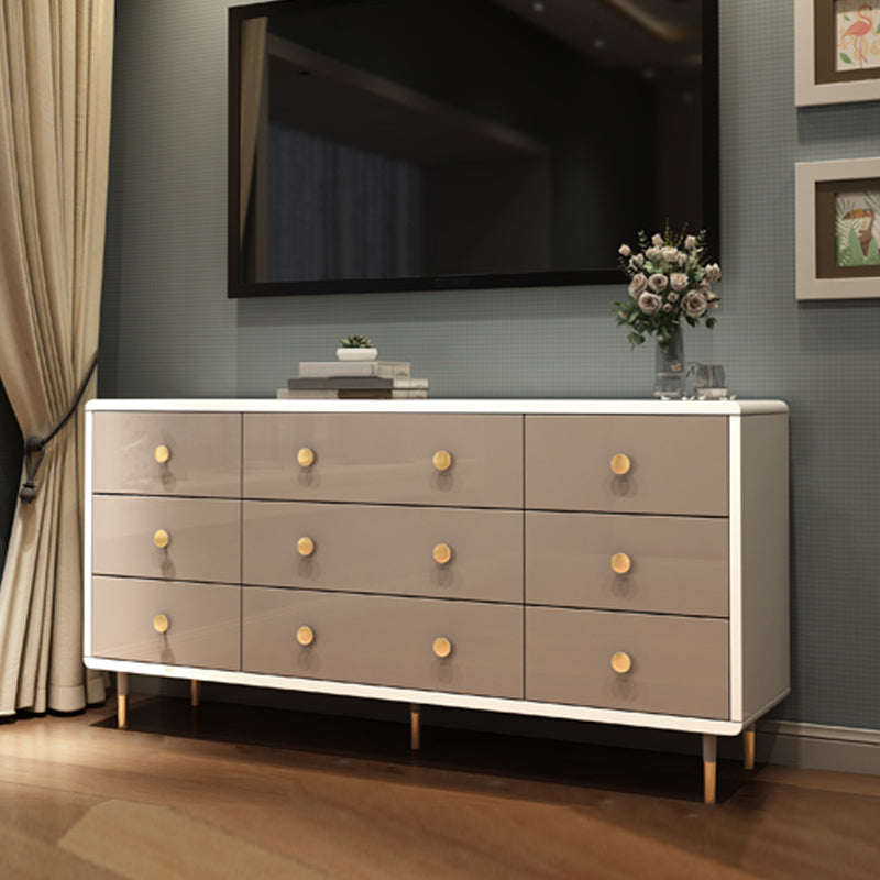 Commode double en bois pour chambre à coucher, commode de rangement blanche et grise avec tiroirs