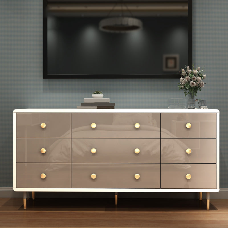 Commode double en bois pour chambre à coucher, commode de rangement blanche et grise avec tiroirs