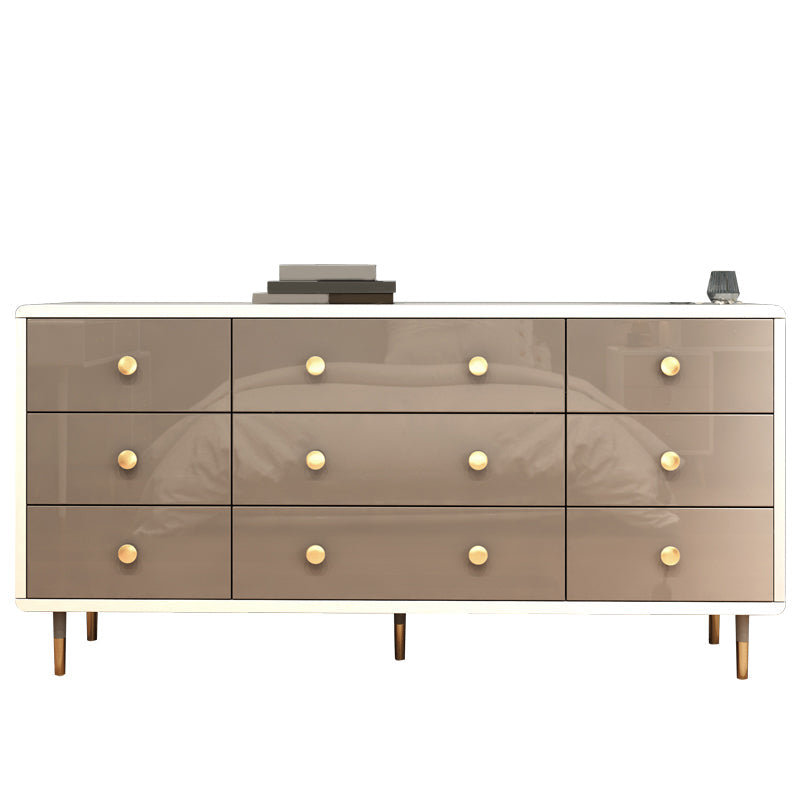 Commode double en bois pour chambre à coucher, commode de rangement blanche et grise avec tiroirs
