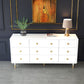 Commode double en bois pour chambre à coucher, commode de rangement blanche et grise avec tiroirs