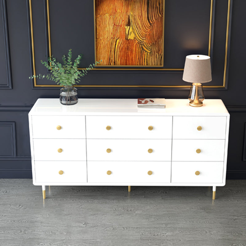 Commode double en bois pour chambre à coucher, commode de rangement blanche et grise avec tiroirs