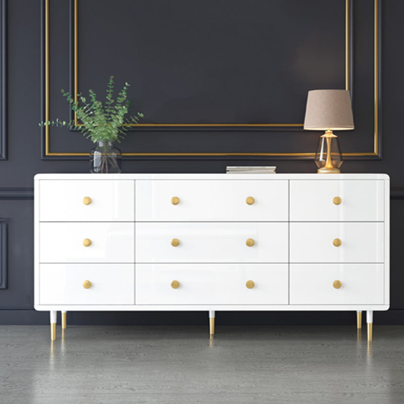 Commode double en bois pour chambre à coucher, commode de rangement blanche et grise avec tiroirs