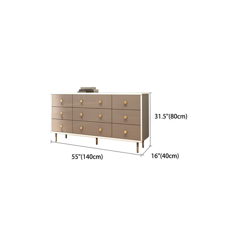 Commode double en bois pour chambre à coucher, commode de rangement blanche et grise avec tiroirs