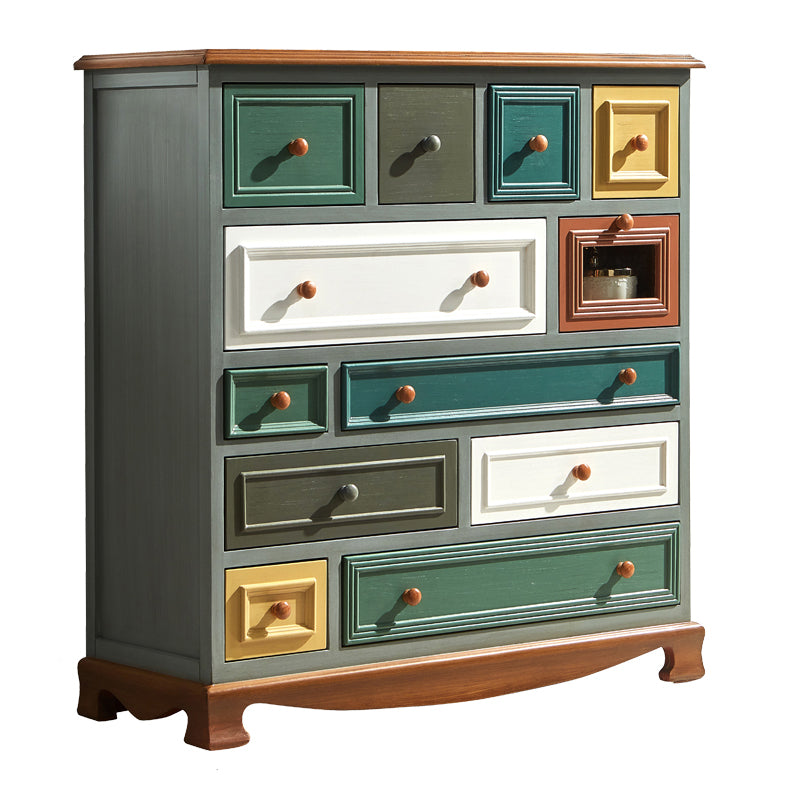Bedroom Wooden Storage Chest Retro Storage Chest Dresser with Multi Drawers 41"L x 16"W x 43"H Ocean Blue Clearhalo 'Bedroom Furniture' 'Dressers & Chests' 'dressers_chests' 'furn' 'furn_dressers_chests' 'Furniture' 5471867