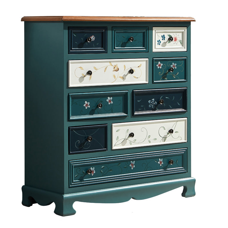 Bedroom Wooden Storage Chest Retro Storage Chest Dresser with Multi Drawers 34"L x 15"W x 37"H Peacock Blue Clearhalo 'Bedroom Furniture' 'Dressers & Chests' 'dressers_chests' 'furn' 'furn_dressers_chests' 'Furniture' 5471868