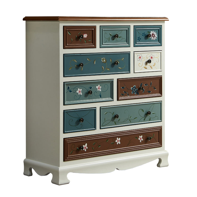 Bedroom Wooden Storage Chest Retro Storage Chest Dresser with Multi Drawers 34"L x 15"W x 37"H Cream Clearhalo 'Bedroom Furniture' 'Dressers & Chests' 'dressers_chests' 'furn' 'furn_dressers_chests' 'Furniture' 5471872