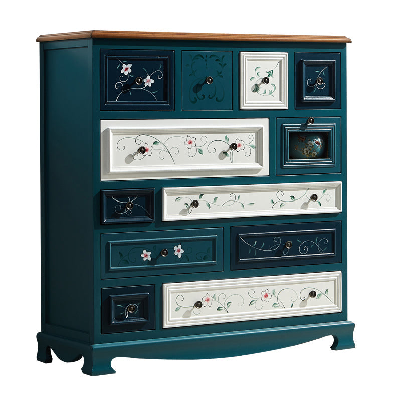 Bedroom Wooden Storage Chest Retro Storage Chest Dresser with Multi Drawers 41"L x 16"W x 43"H Peacock Blue Clearhalo 'Bedroom Furniture' 'Dressers & Chests' 'dressers_chests' 'furn' 'furn_dressers_chests' 'Furniture' 5471875