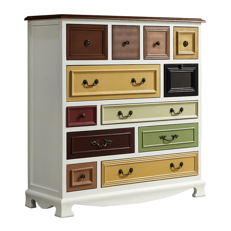 Bedroom Wooden Storage Chest Retro Storage Chest Dresser with Multi Drawers 41"L x 16"W x 43"H White-Apricot Clearhalo 'Bedroom Furniture' 'Dressers & Chests' 'dressers_chests' 'furn' 'furn_dressers_chests' 'Furniture' 5471879