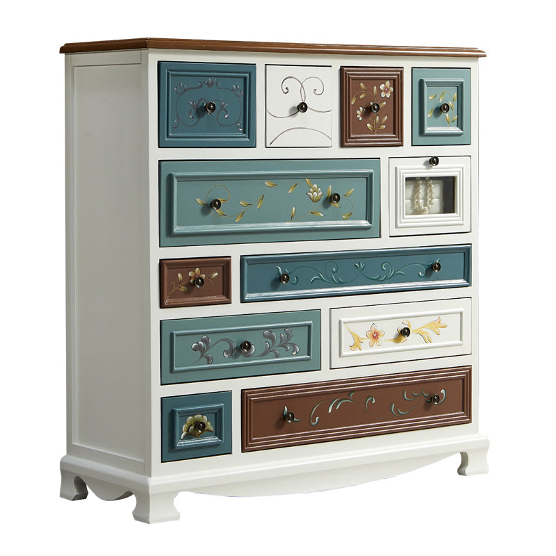Bedroom Wooden Storage Chest Retro Storage Chest Dresser with Multi Drawers 41"L x 16"W x 43"H Cream Clearhalo 'Bedroom Furniture' 'Dressers & Chests' 'dressers_chests' 'furn' 'furn_dressers_chests' 'Furniture' 5471881