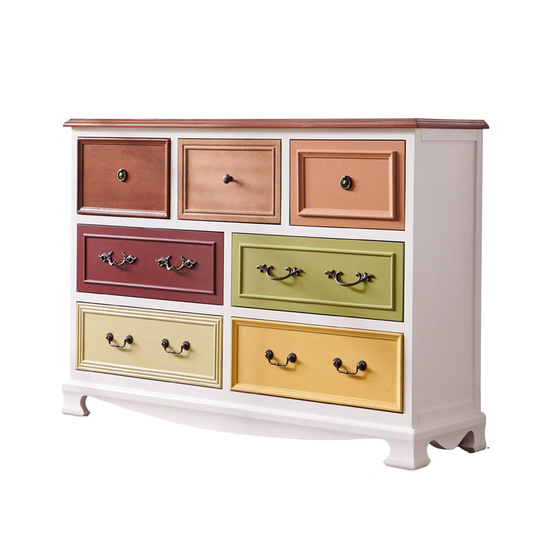Bedroom Wooden Storage Chest Retro Storage Chest Dresser with Multi Drawers 47"L x 14"W x 34"H White-Apricot Clearhalo 'Bedroom Furniture' 'Dressers & Chests' 'dressers_chests' 'furn' 'furn_dressers_chests' 'Furniture' 5471885