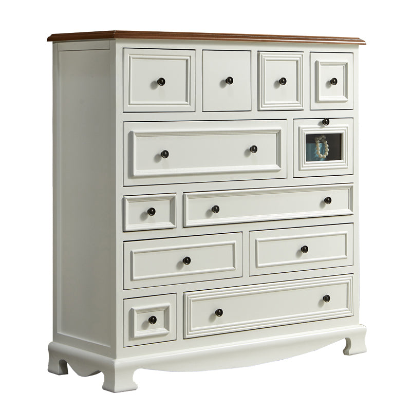Bedroom Wooden Storage Chest Retro Storage Chest Dresser with Multi Drawers 41"L x 16"W x 43"H Off-White Clearhalo 'Bedroom Furniture' 'Dressers & Chests' 'dressers_chests' 'furn' 'furn_dressers_chests' 'Furniture' 5471889
