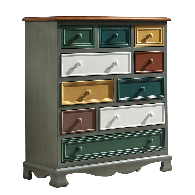 Bedroom Wooden Storage Chest Retro Storage Chest Dresser with Multi Drawers 34"L x 15"W x 37"H Ocean Blue Clearhalo 'Bedroom Furniture' 'Dressers & Chests' 'dressers_chests' 'furn' 'furn_dressers_chests' 'Furniture' 5471890
