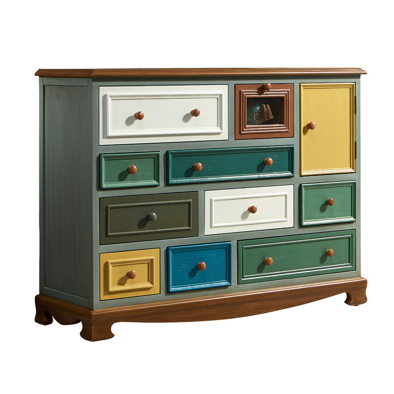 Bedroom Wooden Storage Chest Retro Storage Chest Dresser with Multi Drawers 47"L x 16"W x 35"H Ocean Blue Clearhalo 'Bedroom Furniture' 'Dressers & Chests' 'dressers_chests' 'furn' 'furn_dressers_chests' 'Furniture' 5471892