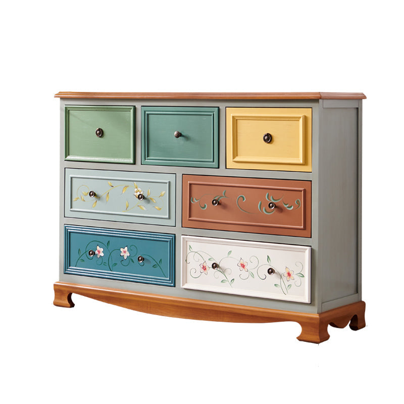 Bedroom Wooden Storage Chest Retro Storage Chest Dresser with Multi Drawers 47"L x 14"W x 34"H Grey Blue Clearhalo 'Bedroom Furniture' 'Dressers & Chests' 'dressers_chests' 'furn' 'furn_dressers_chests' 'Furniture' 5471895