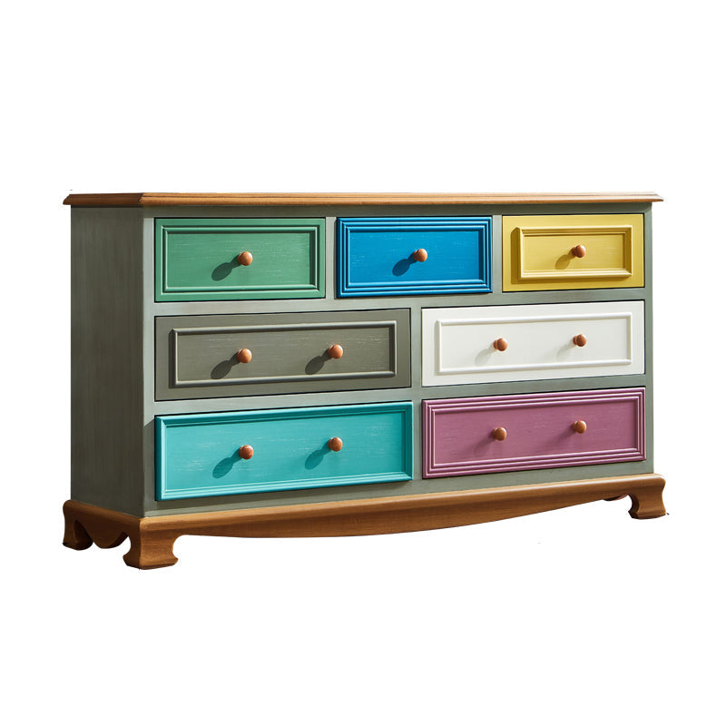 Bedroom Wooden Storage Chest Retro Storage Chest Dresser with Multi Drawers 47"L x 14"W x 34"H Ocean Blue Clearhalo 'Bedroom Furniture' 'Dressers & Chests' 'dressers_chests' 'furn' 'furn_dressers_chests' 'Furniture' 5471897