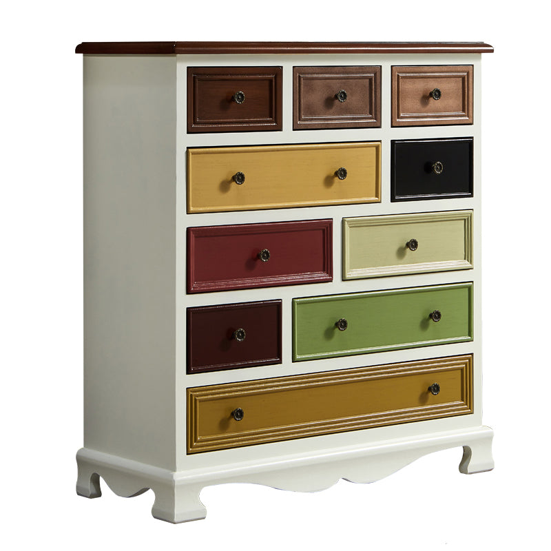 Bedroom Wooden Storage Chest Retro Storage Chest Dresser with Multi Drawers 34"L x 15"W x 37"H White-Apricot Clearhalo 'Bedroom Furniture' 'Dressers & Chests' 'dressers_chests' 'furn' 'furn_dressers_chests' 'Furniture' 5471899