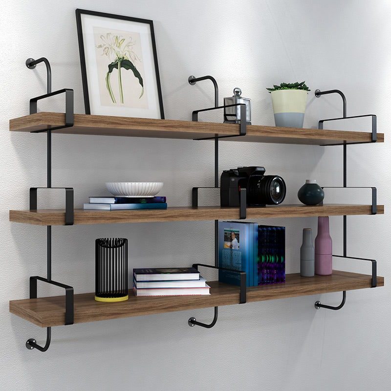 Industrial 7.87" Wide Floating Bookshelf Solid Wood Living Room Bookcase